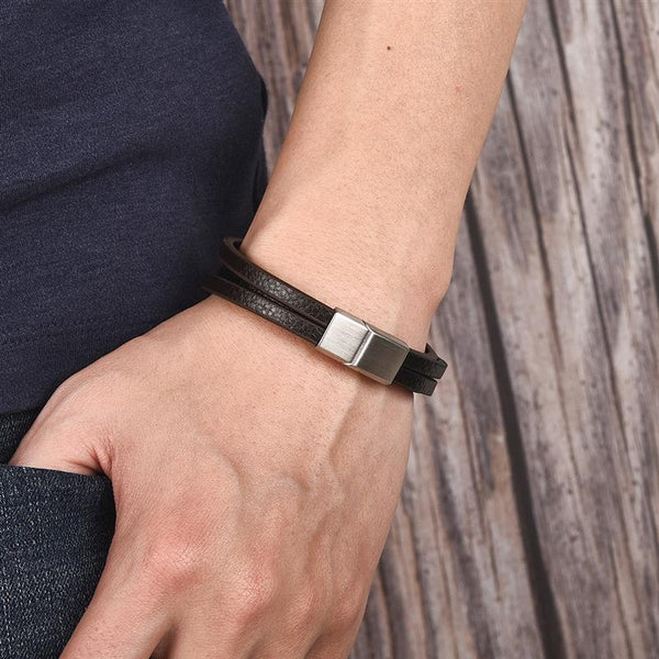 Punk Multilayer Leather Men Bracelet