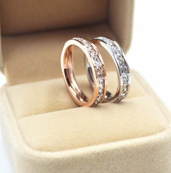 High quality women geometric ring stainless steel rose gold endless engagement wedding ring