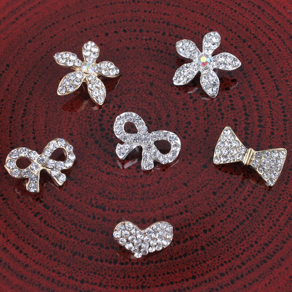 120PCS Vintage Handmade Flower Rhinestone Buttons Crystal Pearl Decorative Buttons