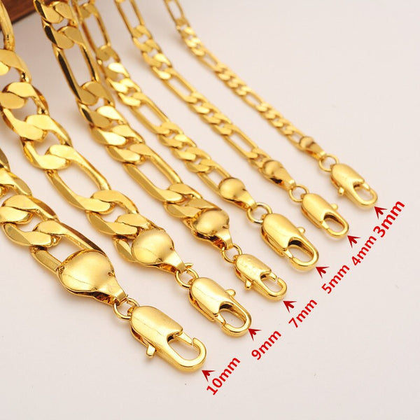 24K   gold filled Mens 5mm*60cm Italy Hip Hop Gold  Necklace Bracelet Chain Necklace