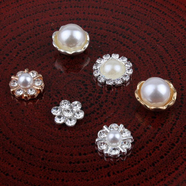 10pcs/lot Vintage Handmade Mini Round Metal Rhinestone Button