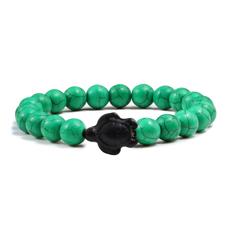 High Quality Summer Sea Turtle Beads Bracelets Classic Natural Stone Elastic Bracelets