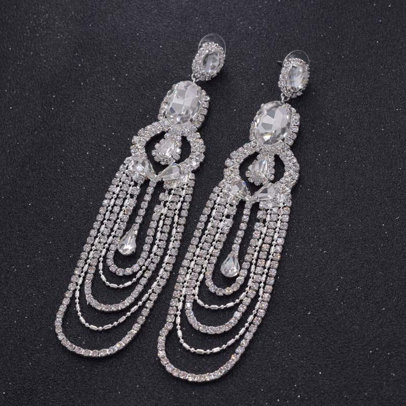 Luxury long crystal women crystal Earrings