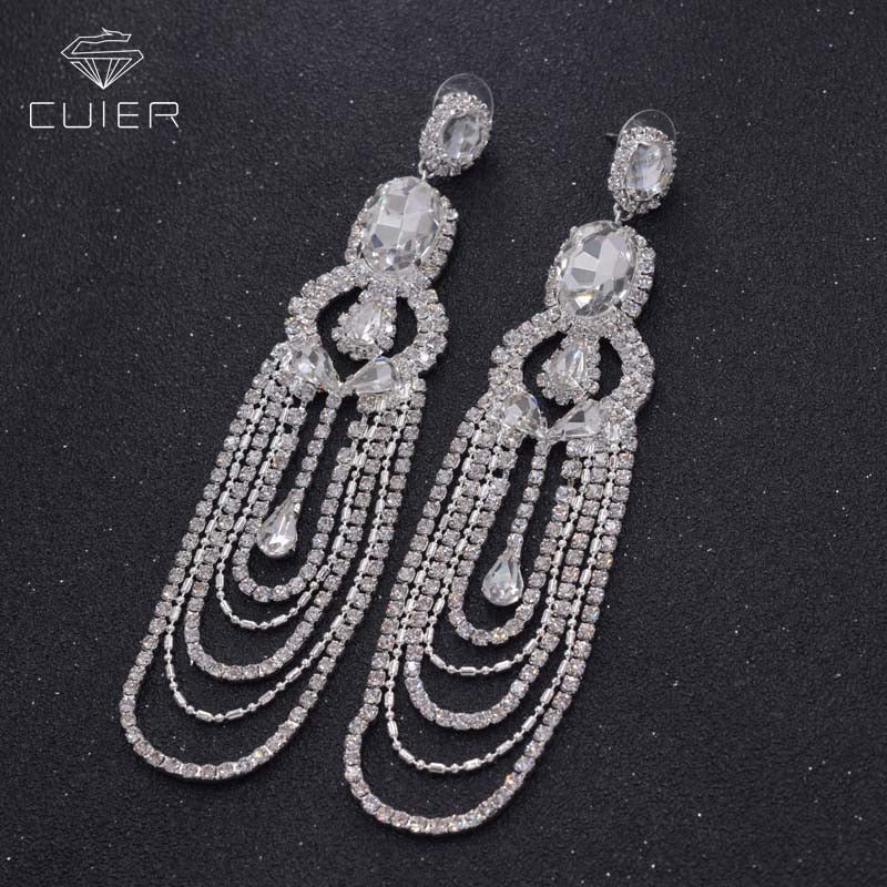 Luxury long crystal women crystal Earrings