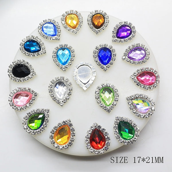 10pcs/set 17mm*21mm Water Drop Diamond Rhinestone Buttons