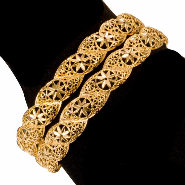 Gold Color Ethiopian Arab flower Wedding Bangles&amp;Bracelet For Women