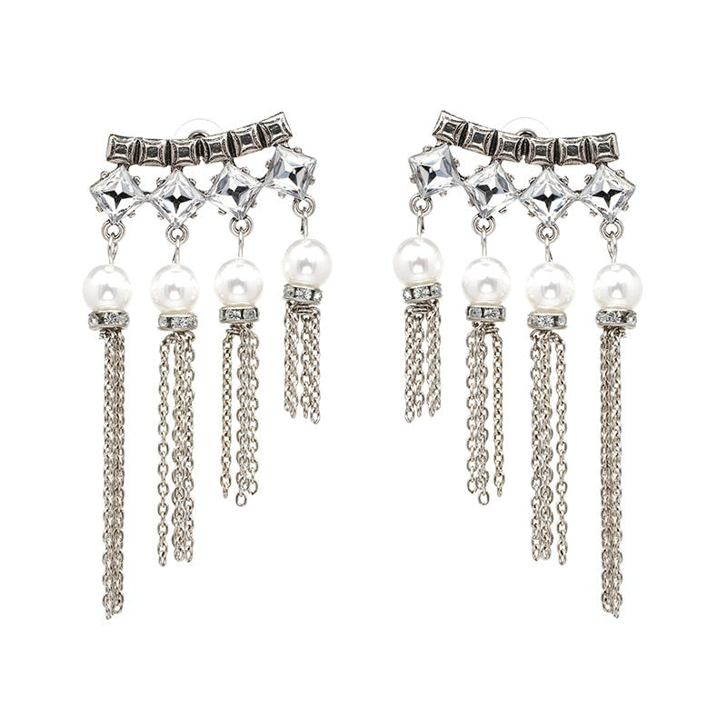 Fashion Style Bohemian Beautiful Crystal Earrings Bead Statement Big Earrings For Women