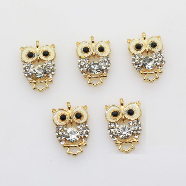 10Pcs/Lot 15*22MM Alloy Owl Buttons Decoration Pendant Jewelry Accessory