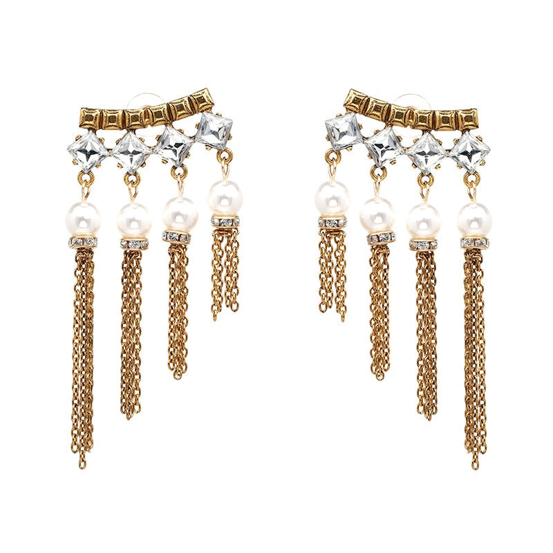 Fashion Style Bohemian Beautiful Crystal Earrings Bead Statement Big Earrings For Women