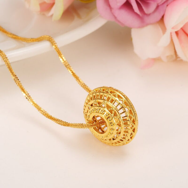 African Round bead gold plated Pendant and Necklaces for Women