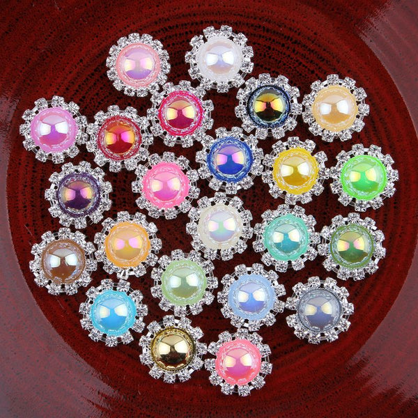 (200PCS/LOT) 20MM 23Colors Round Flatback Half Pearl Metal Button