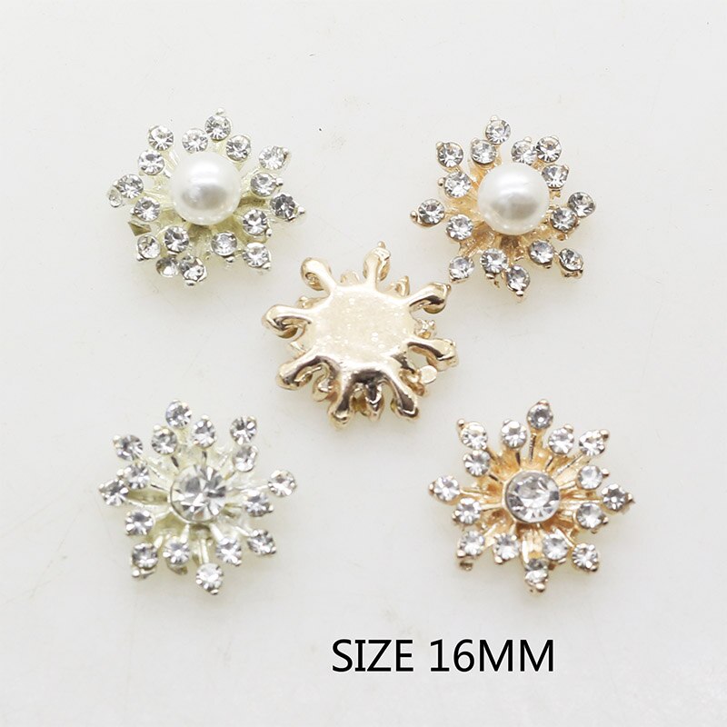 New 10pcs/lot Snowflake Buttons 16MM Metal Button Flatback Plating Button