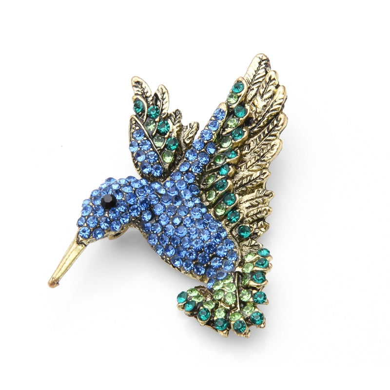 Pink Blue Rhinestone Hummingbird Brooches Women Men