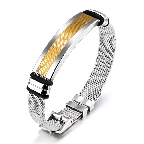 12mm Mens Stainless Steel Mesh Belt Watch Band Cross Charm Christian Bracelet