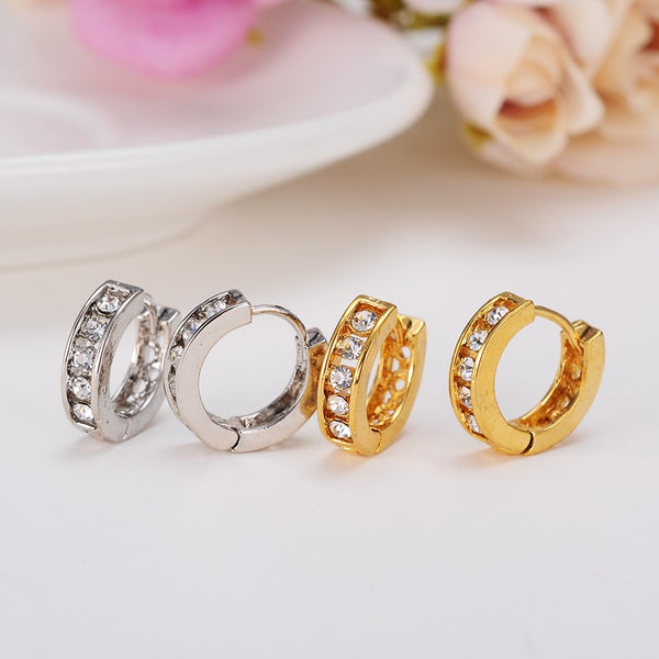 24K 1 pair Fashion Luxury AAA Austrian Zircon hoop Earrings Elegant  Gold  Earrings for Women