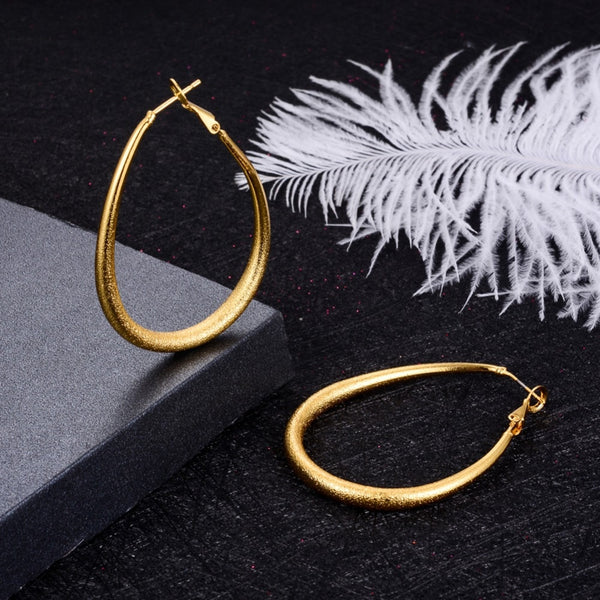 Trendy Hoop Gold Color Earring For Women Water Drip  Dubai round Women