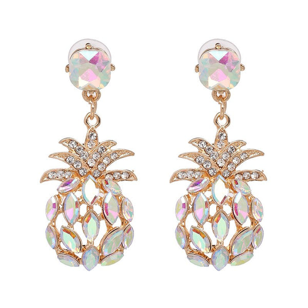 Bohemian Long Drop Earring For Women Rhinestones Pineapple Earrings