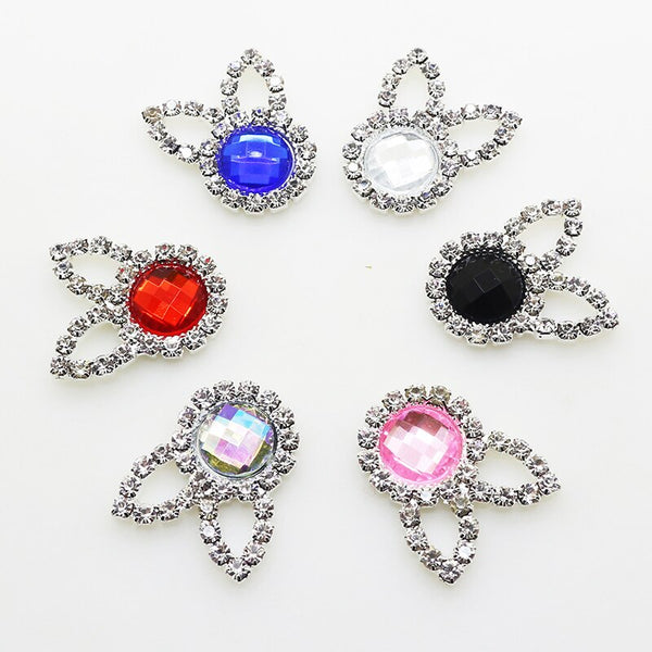 10pcs/set 20mm*25mm Cute Rabbit Shape Diamond Rhinestone Buttons