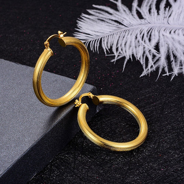 Trendy Hoop Earring Gold Color Simple round Women Girl Bridal wedding Earrings Gifts