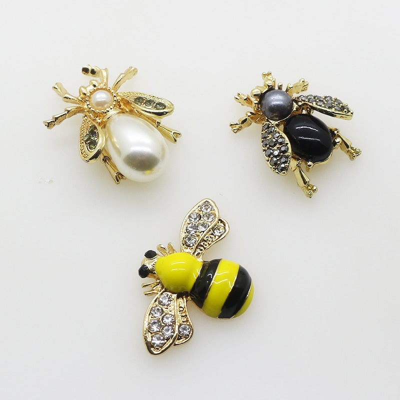 Fashion Bee Alloy Buttons 5Pcs/Lot Mix Color Flatback Brooches Handwork Sewing Clothing Button