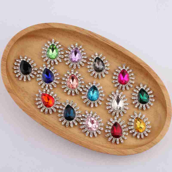 120PCS 27*32MM Vintage Chic Shiny Silver Crystal Button