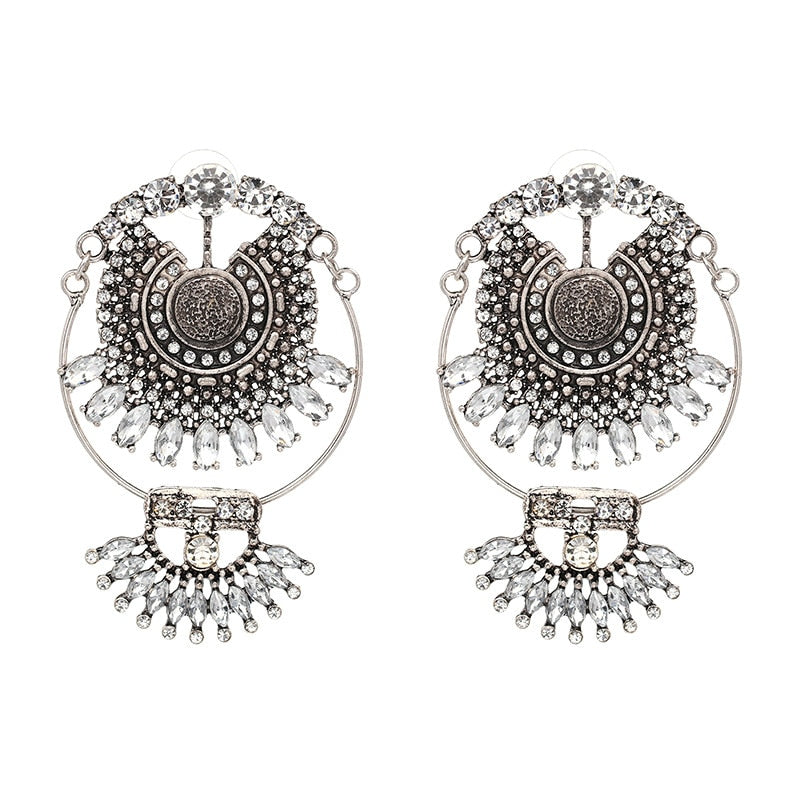 Fashion Style Bohemian Beautiful Crystal Earrings Bead Statement Big Earrings For Women