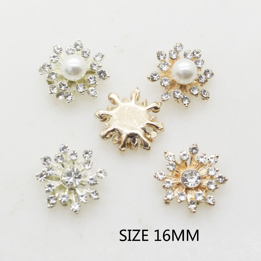 New 10pcs/lot Snowflake Buttons 16MM Metal Button Flatback Plating Button