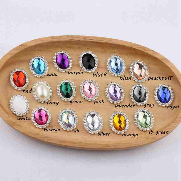 120PCS 20MM*25MM Horse Eye Silver Button  Rhinestone Buttons