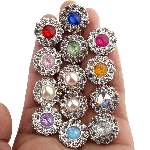 50PCS 22mm Newborn Round Silver  Crystal Button For Wedding Decoration Rhinestone Buttons