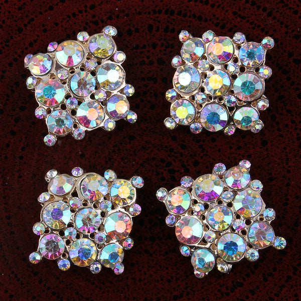 50pcs/lot 2Colors Newborn Square Colorful Rhinestone Button