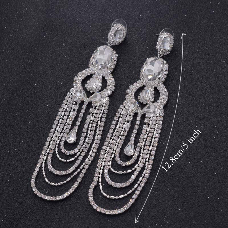 Luxury long crystal women crystal Earrings