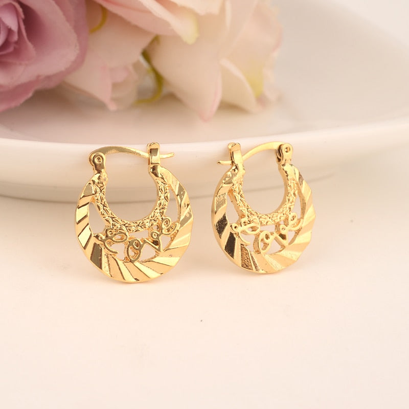 24k 1pairs Romantic Gold color  Fashion Earrings Jewelry Women Earrings