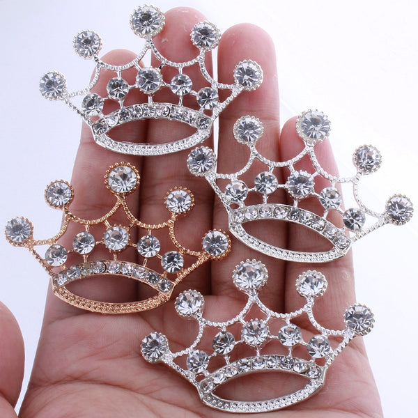 10PCS 5.7CM Fashion Crown Rhinestone Buttons Alloy Metal Crystal Button