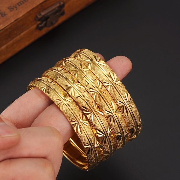 24k Dubai Gold Bangles bracelet  Women jewelry Men Gold Bracelets