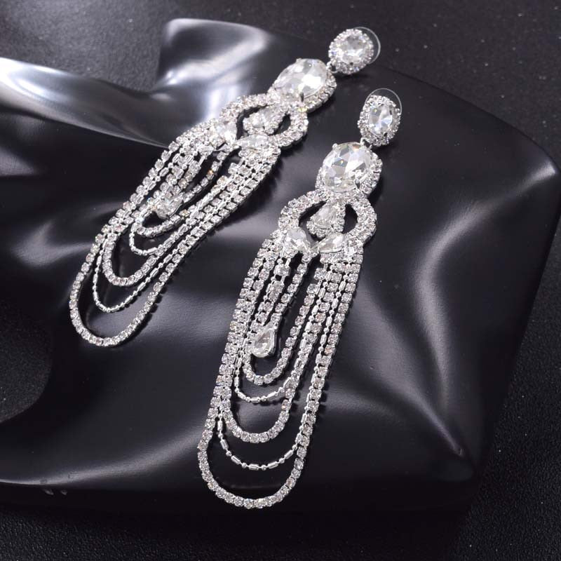 Luxury long crystal women crystal Earrings