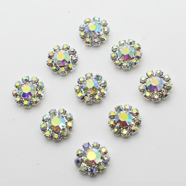 10pcs/set 12mm Round Handlecarft Needlework Rhinestone Buttons