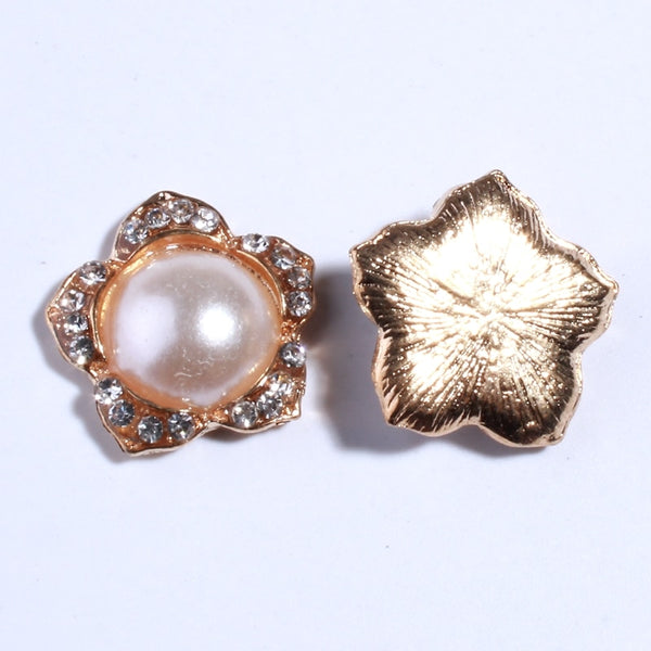 10PCS 20MM Chic High Quality Pearls Buttons For Silver Crystal Alloy Buttons