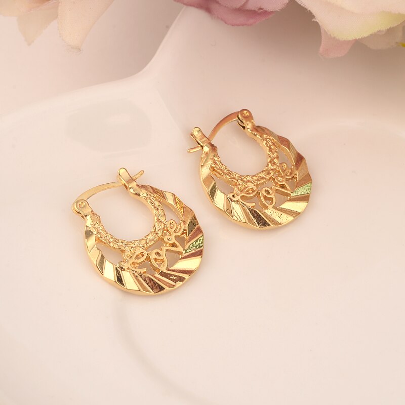 24k 1pairs Romantic Gold color  Fashion Earrings Jewelry Women Earrings