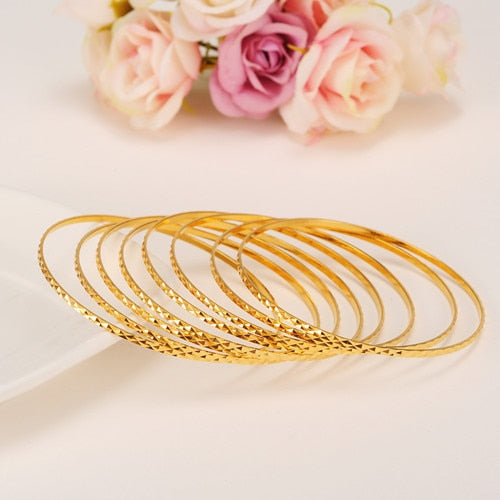 24k  4PCS Dubai Gold Jewelry Bangles For Ethiopian Bangles Bracelets Jewelry