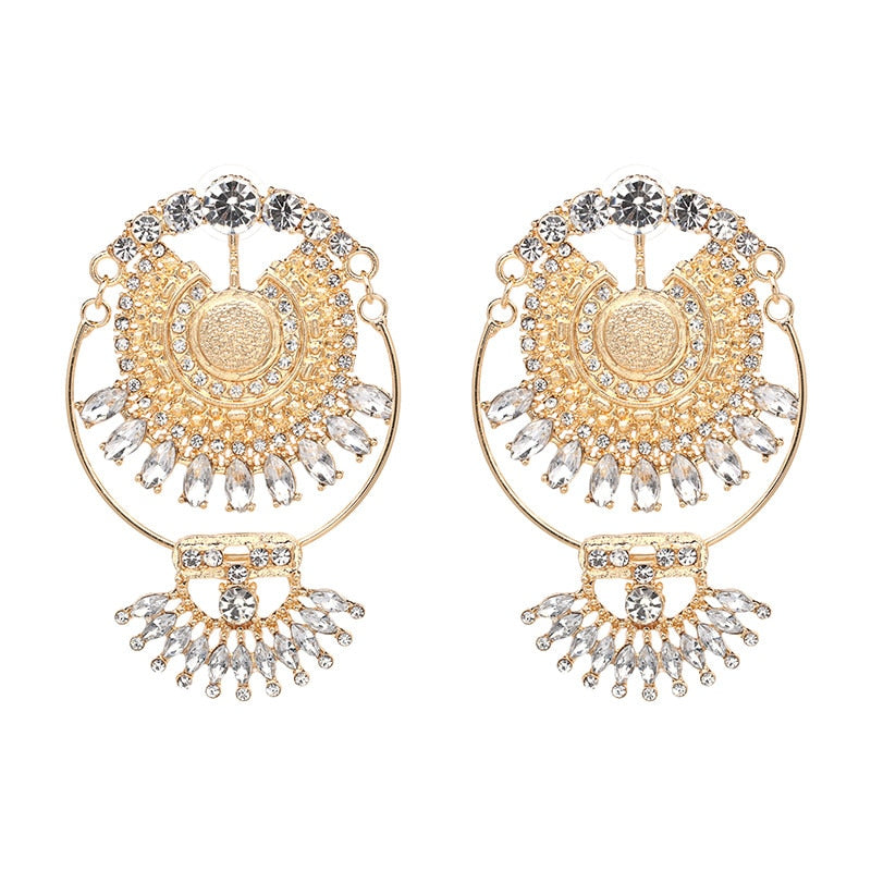 Fashion Style Bohemian Beautiful Crystal Earrings Bead Statement Big Earrings For Women