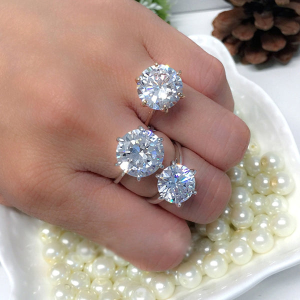 Wedding Rings Silver Color Cubic Zirconia Crystal Promise Women's Rings