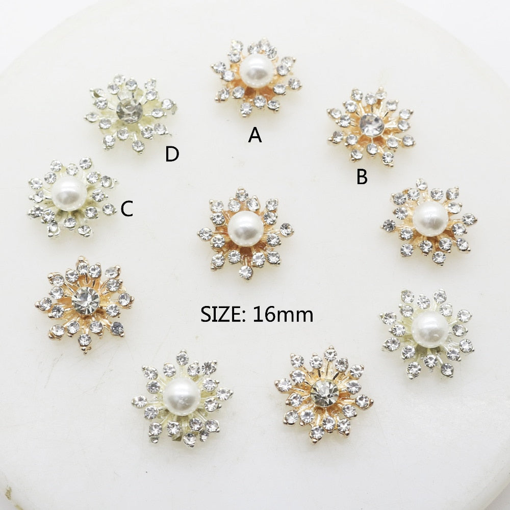 New 10pcs/lot Snowflake Buttons 16MM Metal Button Flatback Plating Button