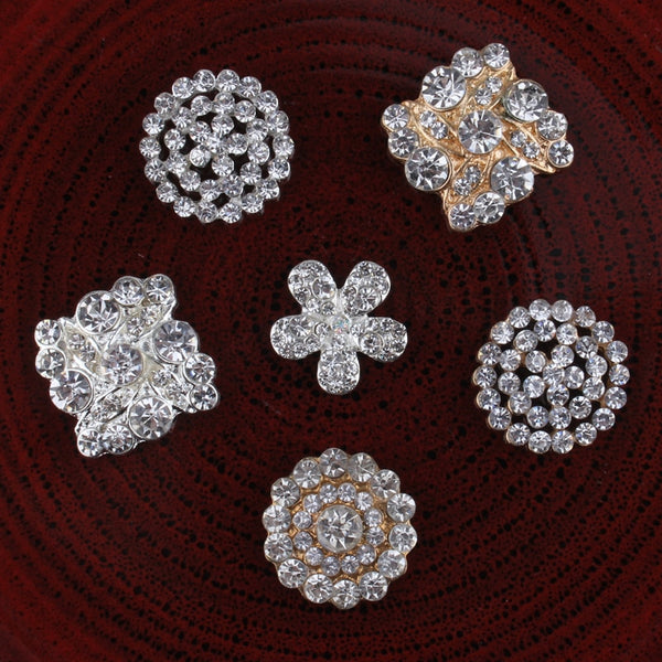 120PC Vintage Handmade Flower Rhinestone Buttons  Crystal Pearl Decorative Buttons