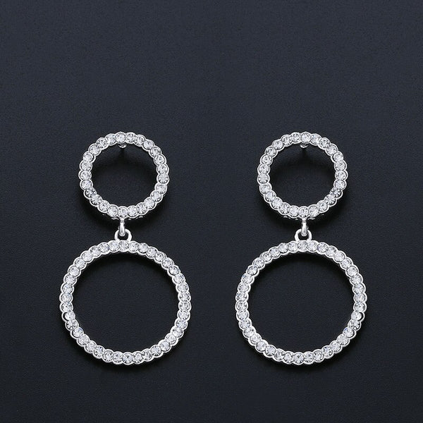 Black Big Hoop Earrings for Woman CZ Rhinestone Earrings