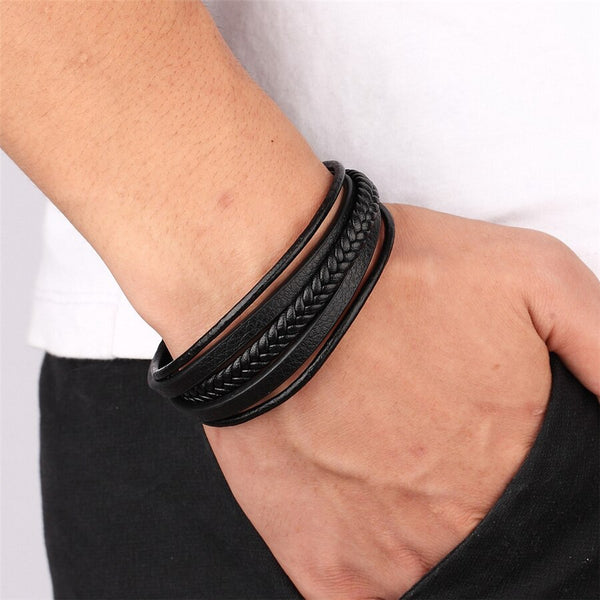 New Design Multi-layers Handmade Braided Genuine Leather Bracelet