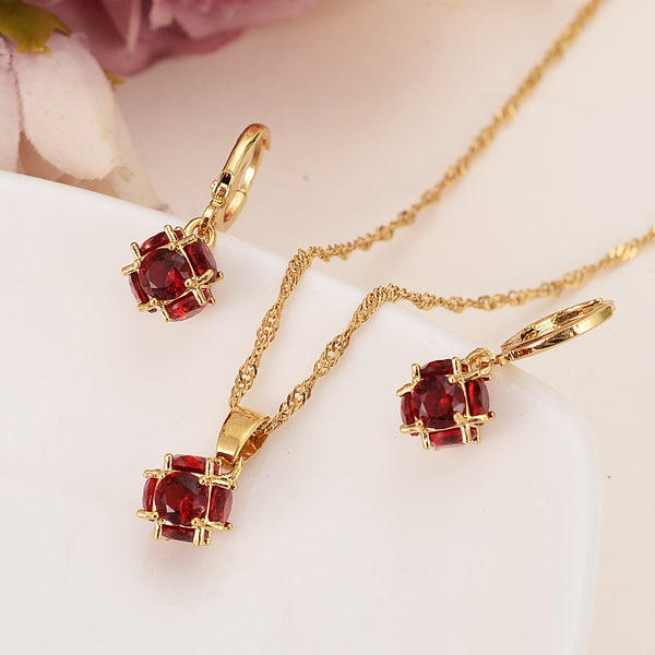 24k Gold rainstone ball Wedding Jewelry Sets Cubic Zirconia Elegant Engagement Earring