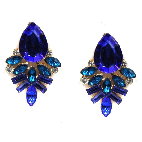 New Blue Crystal Stud Earrings Colorful Rhinestone Hangle Drop Dangle Earring