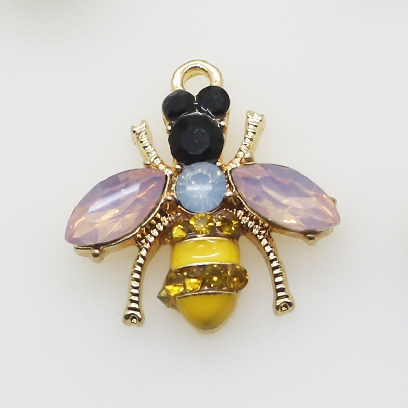 Fashion Bee Alloy Buttons 5Pcs/Lot Mix Color Flatback Brooches Handwork Sewing Clothing Button