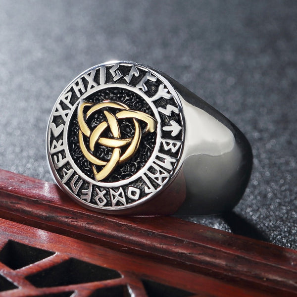 Vintage Viking Celtics Knot Ring Men Trinity Nordic Rune Rings