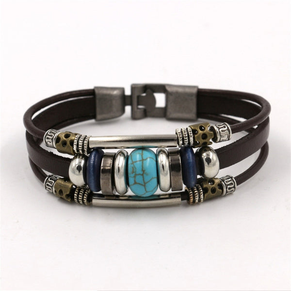 New Design Retro Multi-layer Leather Bracelet Men Women